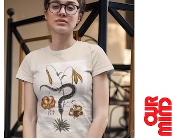 Schlange & Lilie T-Shirt: Vintage botanische Illustration