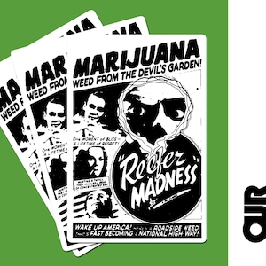 ANTI-MARIJUANA Sticker - Patch 1930 30er Jahre Vintage Retro Poster Flyer Weed Devil es Garden 420 Funny Propaganda Comics Geschenk USA Laptop Skate