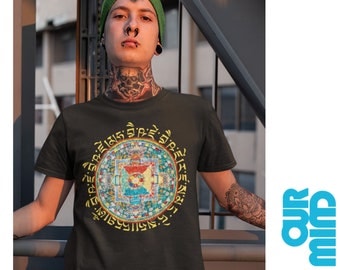 BUDDHIST SANSKRIT MANDALA Unisex T-Shirt - Tibetisch Schöne Spirituelle Träume Leben Schönheit Freiheit Design Helle Bunte Kreise Tee Geschenk