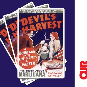Adesivo COLHEITA DO DIABO - Patch Good Girl Anti Maconha Original Vintage Poster Retro Flyer Hilariante Droga Propaganda Americana Laptop Engraçado