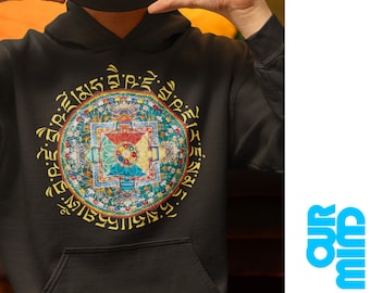 Tibetisch Buddhistisches Mandala Hoodie: Sanskrit spirituelles Design
