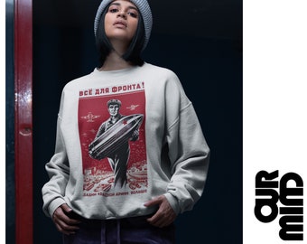 Moletom de PROPAGANDA SOVIÉTICA RUSSA - Unissex Urss Poster Art Print Guerra Conflito Frio Retro Vintage Preto 20's 30's Ilustração Presente Pic