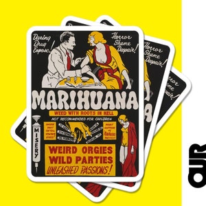 1930 es ANTI MARIJUANA CAMPAIGN Sticker - Kunstdruck Retro Vintage Classic Weed Classic Joint 420 Geschenk Bubble-free Sticker