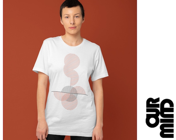 R*e様 80's Bauhaus グラフィックプリント Tシャツ バウハウスTシャツ：ライングラフィックTシャツ、モダニズムデザイン