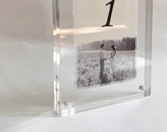 Custom Photo Fabric Table Number/ Wedding Table Number/ Reception Table Number/ Photo Fabric Sign/ Engagement Photo Table Number