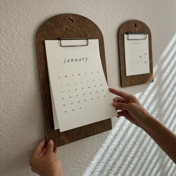 THE HAPPIER 2023 Wall/Desk Calendar_LARGE / Wooden Calendar/ Minimalist Home Decor/ Wall Decor/ Desk Calendar/ Wall Calendar