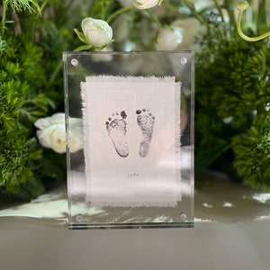 Baby Footprint Art, Personalized Birth Announcement, Photo Tapestry, newborn footprint, footprint nursery wall art, Fabric Print image 5