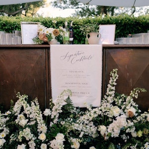 Bar Menü / Bar Schild / Signatur Cocktails Zeichen / Menükarte Stoff / Hochzeitsbanner / Hochzeit Beschilderung