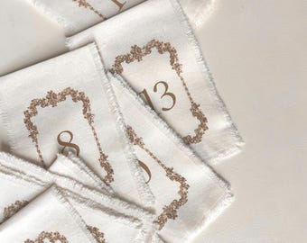 Fabric Table Number Sign/ Table Numbers/ Wedding Table Sign
