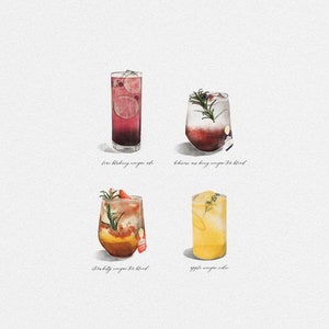 Watercolor Drink Illustration/ Watercolor Cafe Menu/ Restaurant Menu/ Wedding Cocktails Bar Menu