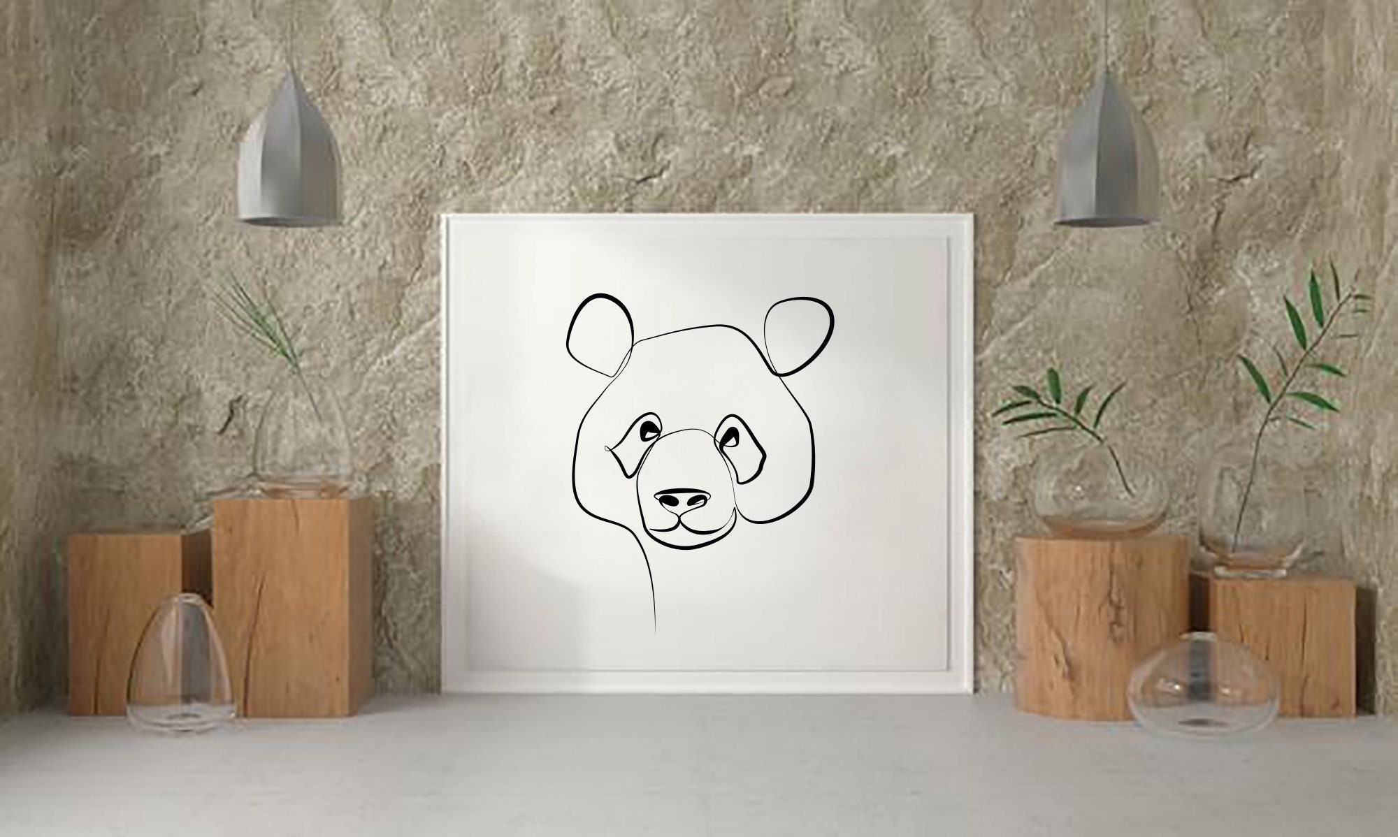 Dessin d'un Trait de Panda, Art Imprimable d'animaux, Illustration, Affiche Ligne Abstraite, Minimal
