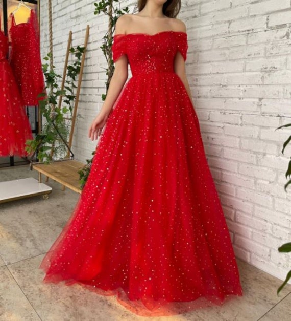 Permanente Céntrico Escéptico Vestido de fiesta brillante rojo vestido de fiesta largo con - Etsy México