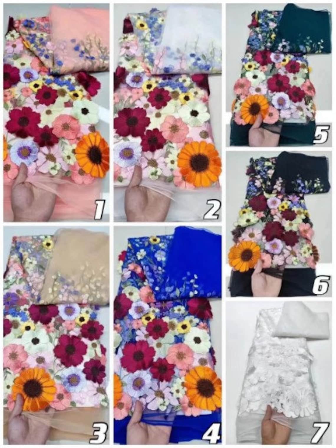 Multi Floral 3D Dress 3D Floral Appliques Gown Long Sleeve - Etsy