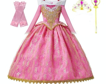Sleeping Beauty Princess Aurora//Auro//Aurore Deluxe Pink Party Dress Costume