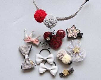 Super high quality handmade Baby toddler girl hair accessories/ hair pins/hair bands set/baby girl gift/toddler girl birthday gift - holiday