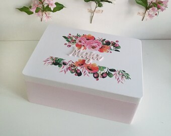 Personalisierte Baby Andenken-Box, personalisierte Holz Memory Box, Baby-Mädchen-Andenken-Box, neue Baby-Geschenk, Taufe Geschenk, Baby-Dusche-Geschenk