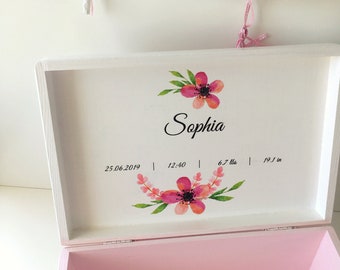 Personalized keepsake box, Wooden memory Box, Keepsake box for girl, Baby girl keepsake box, Christening Gift, Baby Shower gift, Baptism