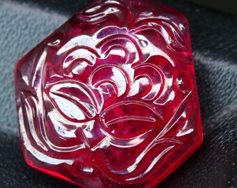 20.55 AAA+ Natural Ruby, Mughal Art Carved, Top Quality Handmade Ruby Carved, July Birthstone, Gift For Her 18x16x6 MM