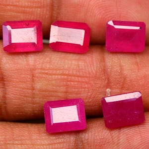 Natural Red Ruby Certified Gemstone Faceted 3.90 Ct per piece Cushion Cut Loose Ruby Collector’s Stone