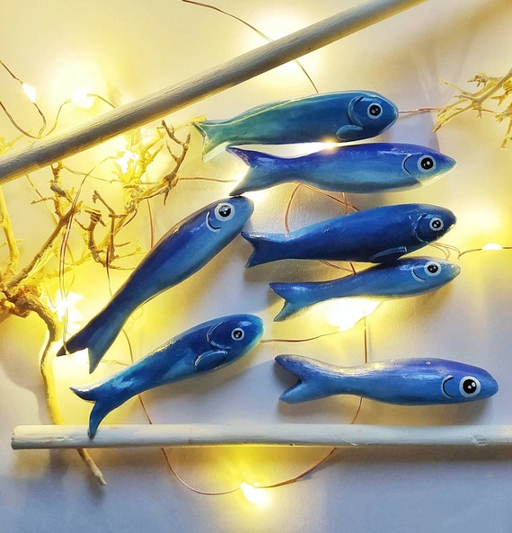 ONE CERAMIC SARDINE, Handmade, Anchovie Magnets, Hand-molded
