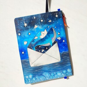 Maxi pochette dipinto originale su carta impermeabilizzata, borsetta da braccio, porta tablet o pc portatile, borsa da viaggio grande carta