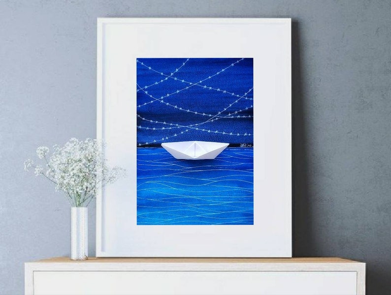 Illustration printings sea illustrations origami art Watercolors print