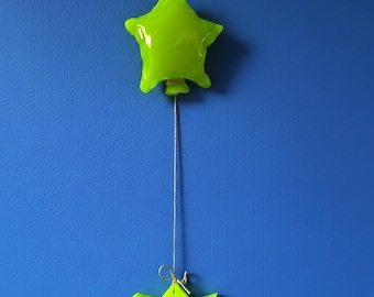 Decoración de pared Estrella Resina Fluorescente Amarillo Pop Art Escultura Regalo para Nacimiento Bautismo Dormitorio Infantil