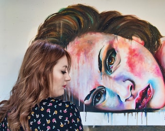 Artistic oil portrait on canvas 100x70, original painting unique piece, contemporary art, realism
