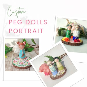 Peg doll family, Personalized Christmas decoration, Family portrait, Christmas home decoration, original Family gift