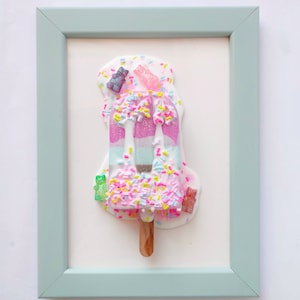 Neon Pop Art, popsicle hanging, home decoration painting, epoxy resin, pop art painting sculpture, melted ice cream popart, Gummy bears pop