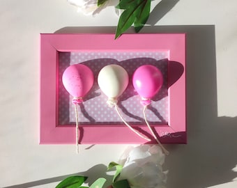 Pop Art, escultura de globos de resina rosa neón, decoración 3D, arte para el hogar, decoración de resina, globos para colocar en dormitorio de niña