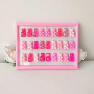 Pink gummy bears, pop art painting, home decoration, wall art candy, fake food, fake candy pink fluo pop art, Decorative sculpture pop art
