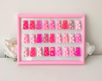 Pink gummy bears, pop art painting, home decoration, wall art candy, fake food, fake candy pink fluo pop art, Decorative sculpture pop art