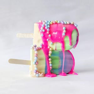 smeltende ijsjes, ijsjessculptuur, 3D-sculptuur, harsen ijsjessculptuur Funky Resin Sculpture Ice Cream, Pop Fake Food