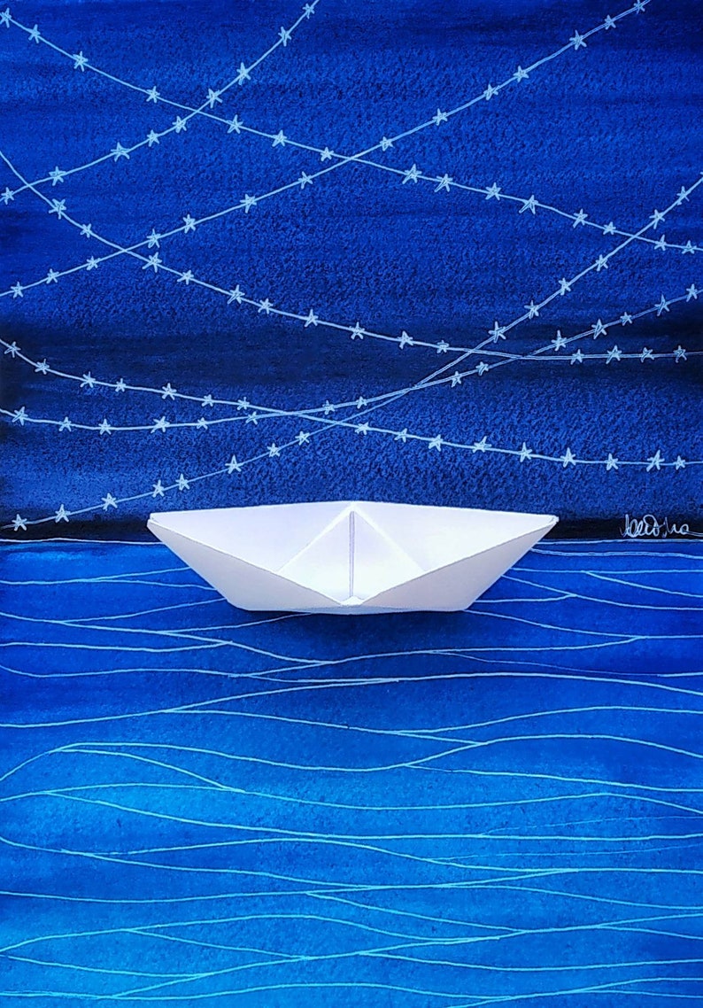 Illustration printings sea illustrations origami art Watercolors print