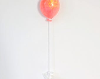 Escultura de globo de resina con purpurina naranja, arte pop, decoración 3D, arte para el hogar, decoración 3D, globo para colgar en la pared