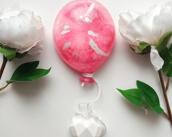 Pop-Art-Wand, rosa Pop-Art-Kunstharzballon-Skulptur, 3D-Dekoration, Wohnaccessoires, Kunstharz-Dekoration, Ballon-Wandbehang