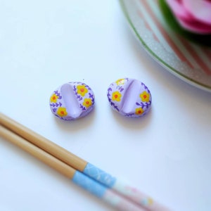 TWO chopstick or brush rests, flowers, table decoration, painter gift, cold ceramic chopstick rest, hand painted, flowers chopstick, ceramic