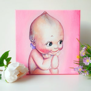 Kewpie pop art, Aesthetic art, retro art doll toy, acrylic painting, wall art pop art, neon pop painting fluo art,  hanging decoration