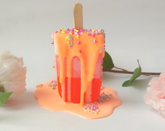 Neon Pop Art, orange popsicle sculpture, fake food, home decoration, resin popsicle statue, decorative loose popsicle, fake popsicle popart