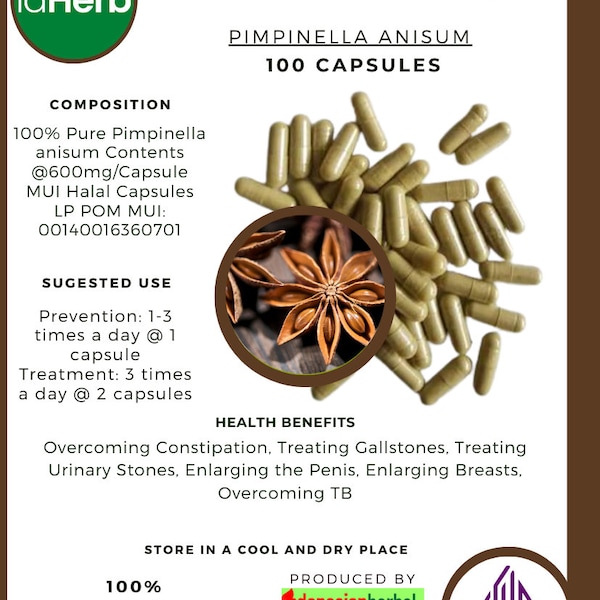 Capsule Of  Pure Pimpinella anisum / Aniseed / Adas Manis 100% Organic Herbal Natural Herbs Fresh