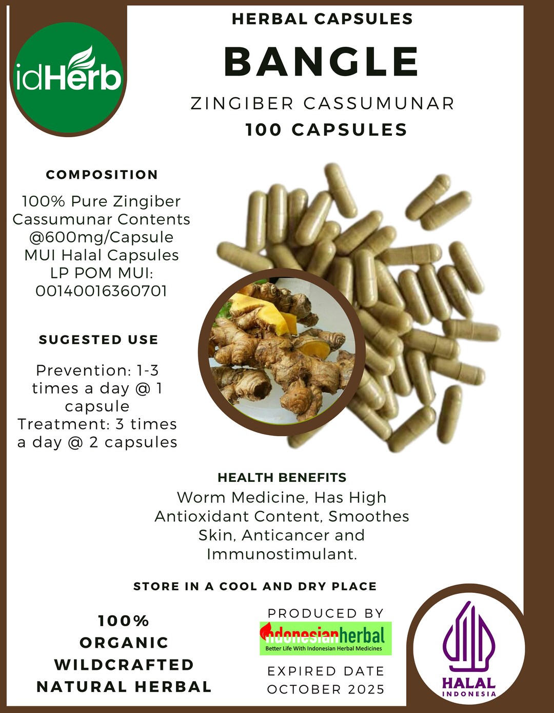 100-500 Capsules of Zingiber Cassumunar / Bangle /bulei/plai 600 Mg ...