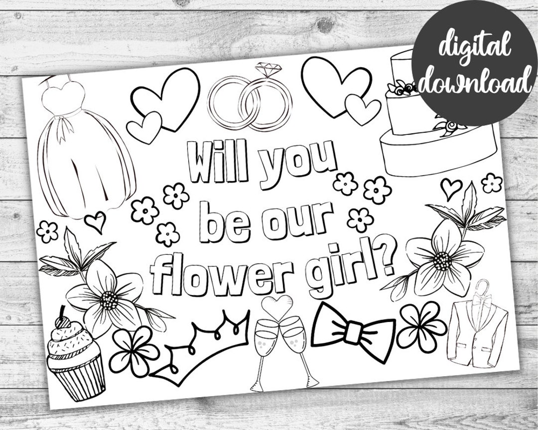Will You Be My Flower Girl Printable Colouring Page. Instant Download ...