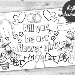 Will You Be My Flower Girl Printable Colouring Page. Instant Download Flower Girl Proposal. Print Yourself 画像 1
