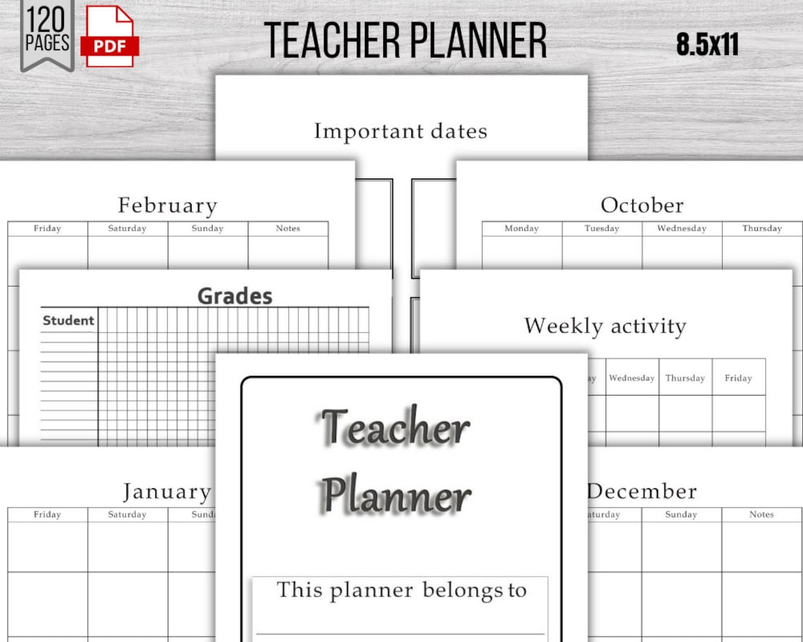 Teacher Planner Printable Pages. Class Work Bundle Workbook. Etsy Canada