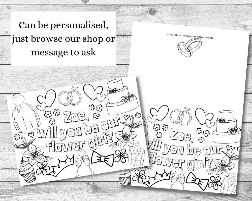 PRINTABLE CARD Will You Be My Flower Girl Card. Colouring Gift - Etsy
