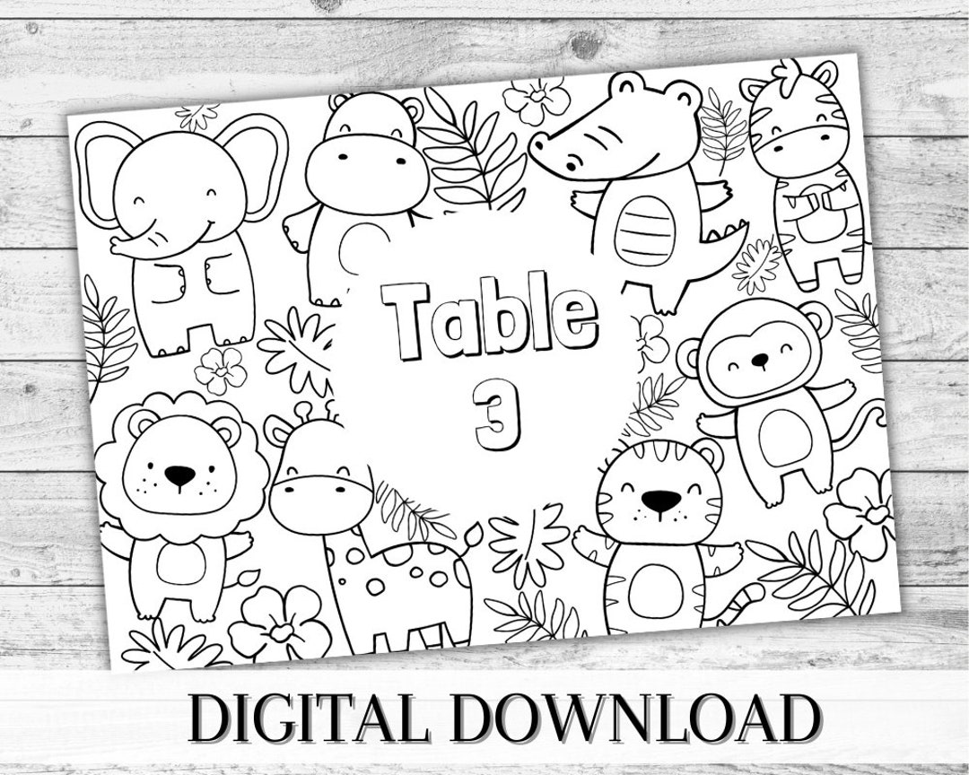 Safari Colouring Games. Wedding Table Numbers. Table Decor Signs ...