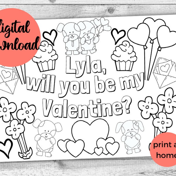 Will You Be My Valentine Children DIGITAL Printable Gift. Valentine Surprise for Daughter or Son. Digital Activity Game for Kids