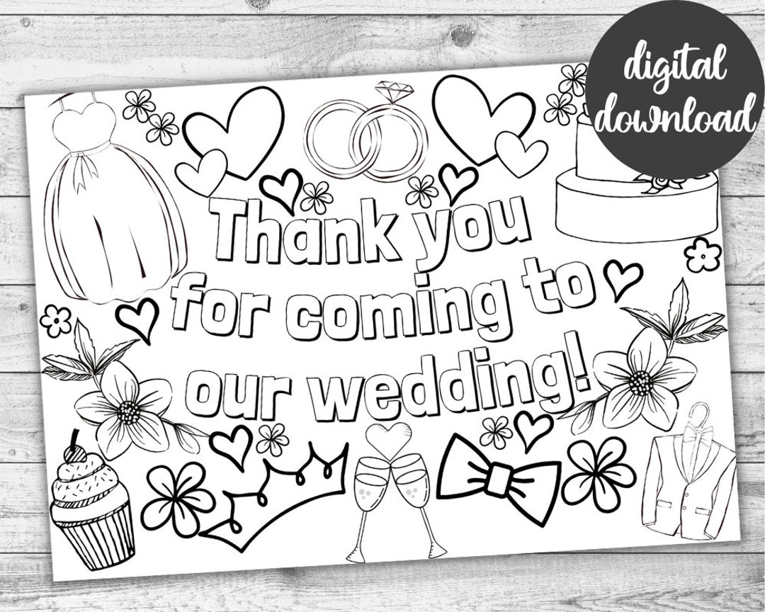 Thank You for Coming to Our Wedding Printable Colouring Page. Wedding ...