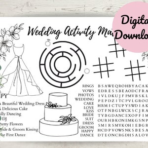 Printable Wedding Activity Mat. Kids Table Colouring. Children's ...